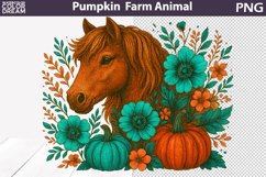 Horse Pumpkin Clipart | Farm Animal Sublimation Product Image 1