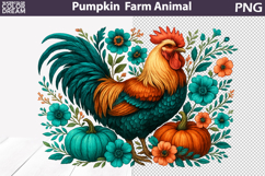 Rooster Pumpkin Clipart | Farm Animal Sublimation Product Image 1