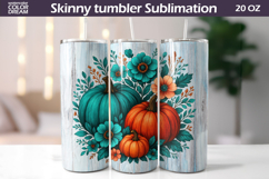 Pumpkin Floral Tumbler Wrap | Fall Tumbler Sublimation Product Image 1
