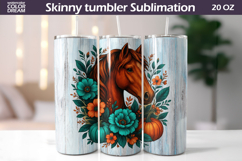 Horse Pumpkin Floral Tumbler | Fall Tumbler Sublimation Product Image 1