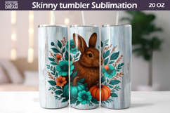 Brown Bunny Pumpkin Floral Tumbler | Fall Tumbler Wrap Product Image 1