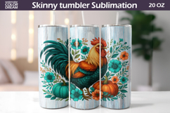 Rooster Pumpkin Floral Tumbler | Fall Tumbler Sublimation Product Image 1