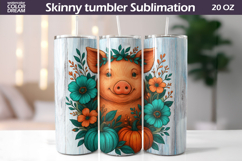Pig Pumpkin Floral Tumbler | Fall Tumbler Sublimation Product Image 1
