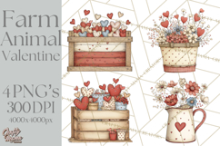 Valentine Farm Animal Clipart Pastel Country Watercolor PNG Product Image 1