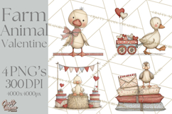Valentine Farm Animal Clipart Pastel Country Watercolor PNG Product Image 1