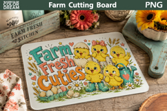 Farm Cutting Board Sublimation | Cute Chickens Illustration Product Image 1