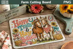 Funny Horse Cutting Board | Farm Animals Illustration Product Image 1
