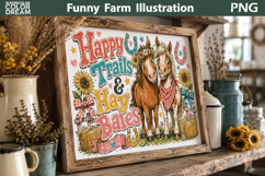 Funny Horse Cutting Board | Farm Animals Illustration Product Image 2