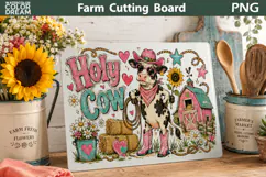Western Cow Cutting Board | Farm Animals Illustration Product Image 2