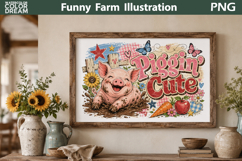 Cute Pig Cutting Board | Rustic Farm Sublimation Product Image 2