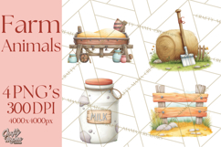 Farm Animals Clipart PNG, Cow Pig Sheep Horse Chicken Goat Product Image 1