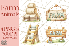 Farm Animals Clipart PNG, Cow Pig Sheep Horse Chicken Goat Product Image 1