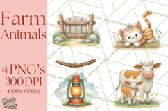 Farm Animals Clipart PNG, Cow Pig Sheep Horse Chicken Goat Product Image 1
