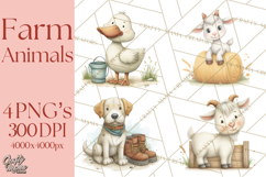 Farm Animals Clipart PNG, Cow Pig Sheep Horse Chicken Goat Product Image 1
