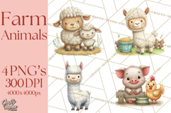 Farm Animals Clipart PNG, Cow Pig Sheep Horse Chicken Goat Product Image 1