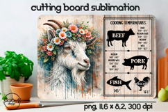 Farm Animals Cutting Board Sublimation Design, Goat png Product Image 1
