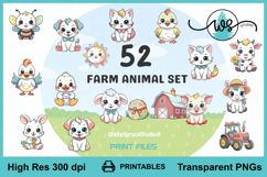 Baby Farm Animals Clipart Bundle PNG Printables Product Image 1