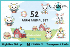 Baby Farm Animals Clipart Bundle PNG Printables Product Image 2