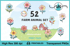 Baby Farm Animals Clipart Bundle PNG Printables Product Image 4