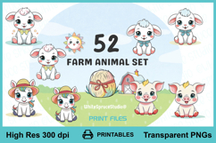 Baby Farm Animals Clipart Bundle PNG Printables Product Image 5