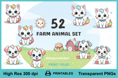 Baby Farm Animals Clipart Bundle PNG Printables Product Image 6