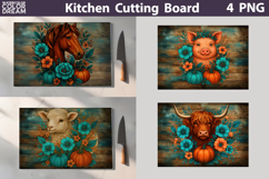 Farm Animals Cutting Board | Glass Kitchen Chopping Board Product Image 1