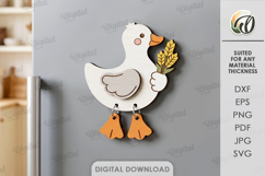 Farm Animal Magnet Laser Cut. Fridge Magnet. Duck SVG Product Image 1