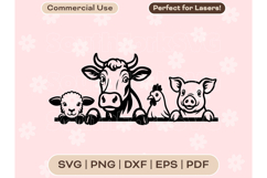 Peeking Farm Animals Design SVG PNG DXF EPS PDF Product Image 1