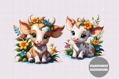 Watercolor cow clipart, Farm animals sublimation Product Image 1