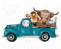 Farm Animals | Sublimation Png | Hand Drawn |Turquoise Truck Product Image 4