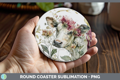 GorgeousFarm Autumn Floral Round Coaster design.