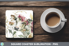 GorgeousFarm Autumn Floral Square Coaster design.