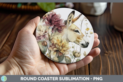 GorgeousFarm Autumn Floral Round Coaster design.