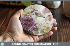 GorgeousFarm Autumn Floral Round Coaster design.