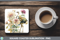 GorgeousFarm Autumn Floral Square Coaster design.