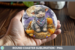 GorgeousFarm Bandana Halloween Round Coaster design.