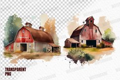 Farm Barn Watercolor Clipart Product Image 2