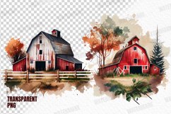 Farm Barn Watercolor Clipart Product Image 5