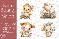 Farm Animal Beauty Salon Clipart PNG, Cute Animal Clip Art Product Image 1