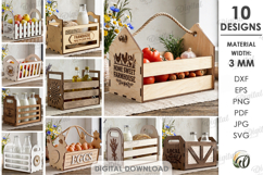 3D Farm Boxes Bundle Laser Cut. Storage crate SVG. Organizer Product Image 1
