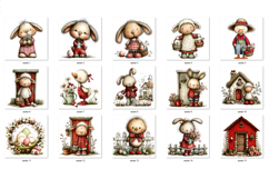 Easter Whimsical Bunny and Farm Animals Clipart Bundle Product Image 2