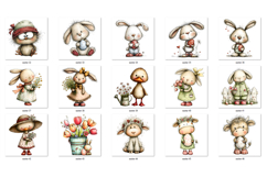 Easter Whimsical Bunny and Farm Animals Clipart Bundle Product Image 4