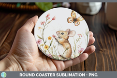 GorgeousFarm Butterflies Round Coaster design.