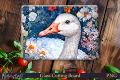 Cutting Board Design | Farm Animal | Goose and Flowers PNG Product Image 1
