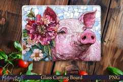 Cutting Board Design | Farm Animal | Pig and Flowers Product Image 1