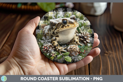 GorgeousFarm Checker Christmas Round Coaster design.