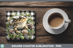 GorgeousFarm Checker Christmas Square Coaster design.