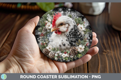 GorgeousFarm Checker Christmas Round Coaster design.