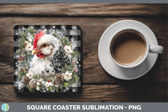 GorgeousFarm Checker Christmas Square Coaster design.