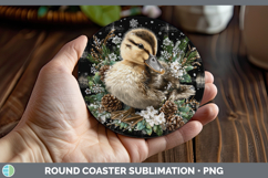 GorgeousFarm Checker Christmas Round Coaster design.